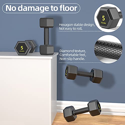 Hex Dumbbells Pvc Encase Coating Free Weight Dumbbell Set For Strength Training, Home Gym Fitness And Full Body Workout (5Lb, Pair) #TOP2