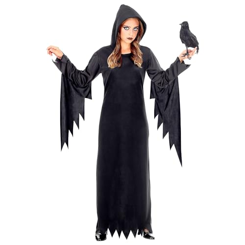 W WIDMANN MILANO Party Fashion - Costume enfant reine sombre, robe avec capuche, reine gothique, déguisements de carnaval