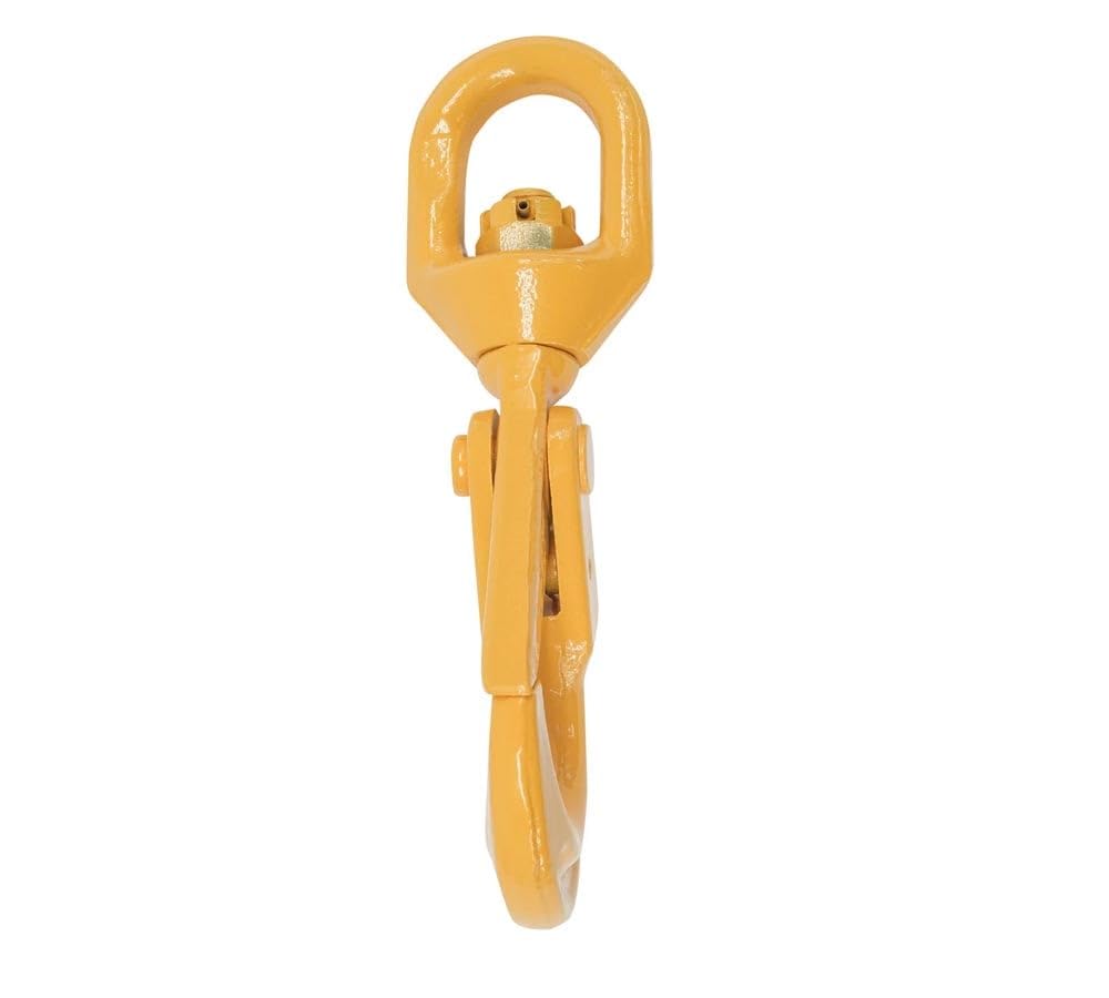 Mytee Products (2 Pack 5/16'' Self Locking Swivel Hook Grade 80-4500 LBS Working Load Limit - Yellow Painted Forged Steel Swivel Lifting Hook