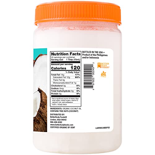 Betterbody Foods Organic Refined Coconut Oil 28Oz #TOP7