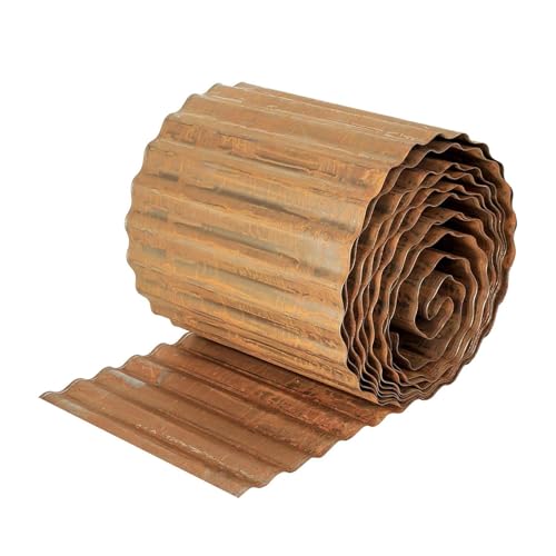 Nicoman Metal Garden Edging Border - Heavy Duty Galvanised Steel Lawn Edging Flexible DIY Landscape Border for Trees Flower Beds and Plants (Rust 6x10FT)