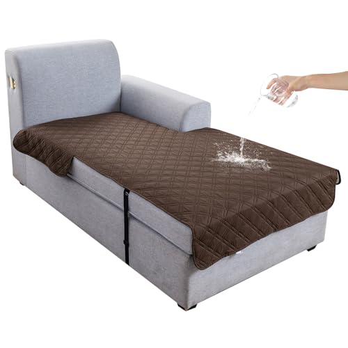 Image of Genina L Shape Couch Cover, Sectional Couch Chaise Covers, Waterproof Washable Sofa Covers for Right L Shape Chaise Lounge, Anti-Slip Sofa Slipcovers for Dogs Cats Pet Friendly(Chololate)