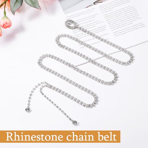 Rhinestone Belts For Women Sparkly Belt Chain Belts For Women Fashion Crystal Waist Belt For Women Silver Fashion Glitter Chain Belt Large Size Belt Women Waistband Belt For Wedding Party3