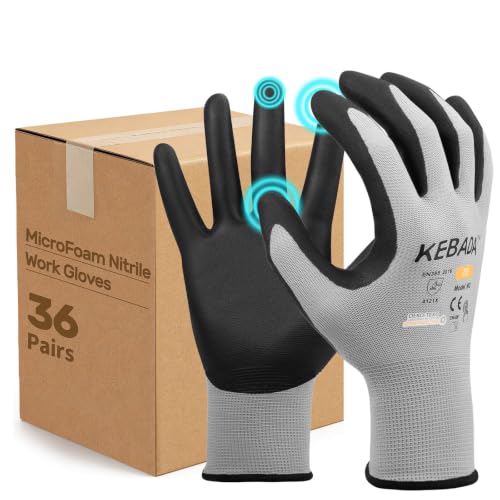 Image of Kebada 36 Pairs Work Gloves for Men & Women, MicroFoam Nitrile Coated, W3