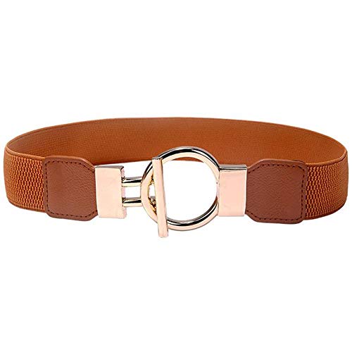 Women Retro Elastic Stretchy Metal Buckle Waist Cinch Belt 2Inch Wide