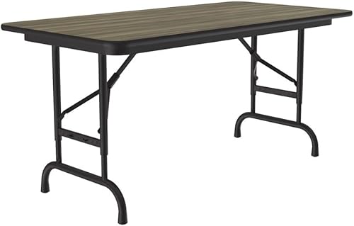 Miniatura 236 de Correll - Mesa plegable de altura ajustable y resistente, parte superior laminada de alta presión, fabricada en Estados Unidos, delantal de acero