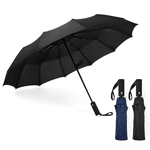 KKmoon 12 Costelas Guarda-chuva dobrável à prova de vento para viagem Guarda-chuva de golfe Canopy c