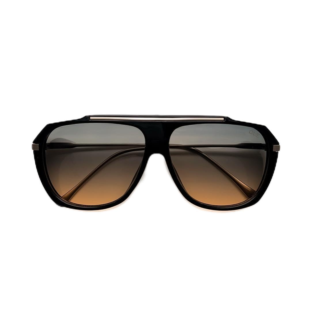 MILAN by Shikhar Dhawan | Unisex Aviator Sunglasses with Side Shields | Black Frame | UV400 Protection | Blue-to-Gold Gradient Lens | Wide Fit | Vintage Pilot Design-image-28