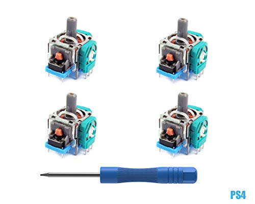 PeakLead 4PCs Analogique Stick de Remplacement pour Manette de PS4 DualShock 4, Pièces de Rechange du contrôleur 3D Joystick du Module capteur avec Tournevis Kit