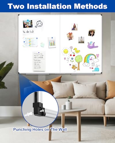 Image of XBoard Magnetic Dry Erase Board 48 x 36 Inch, 4' x 3' Foldable White Board for Wall with Marker Tray, Silver Aluminum Frame Folding Message Presentation Board