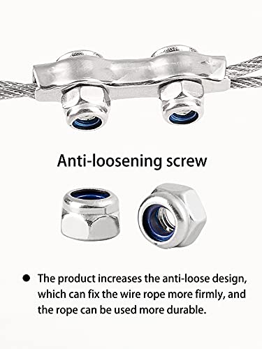 Tootaci TAXIGSSHDJIAM2-W40 24Pcs 1/16 Inch Cable Clamps M2 Duplex Wire Rope Clips,304 Stainless Steel Rope Clamps thumb #2
