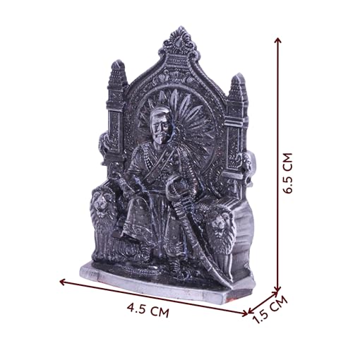 Image of anciently Chhatrapati Shivaji Maharaj Statue for Car Dashboard | Shivaji Maharaj Murti for Car Dashboard, Metal, 1 Piece (Silver Colour)