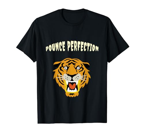 Pounce Perfection Cool Retro Tiger Lover Designs Presente Camiseta