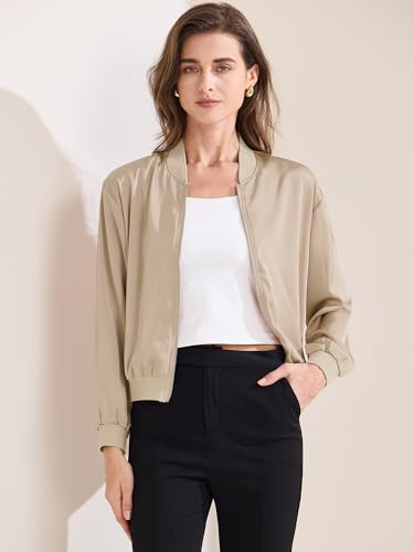 Allegra K Women's Jacket Zip Up Coat Long Sleeve Outerwear Casual Lightweight Top2