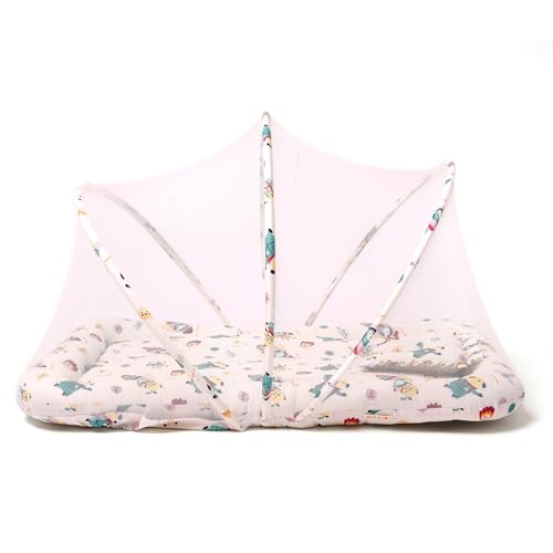 Image of TIDY SLEEP Mattress with Mosquito Net, Mattress for New Born, 0M+, Mosquito Protection Bed, Size: 90cm x 65cm x 10cm White Space