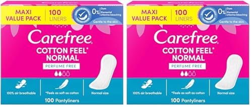 Carefree Salvaslip Cotton Feel Normal sin perfume, Salva slip mujer 100% transpirables para todo tipo de slip, cómodos protectores slips que se adaptan a los movimientos del cuerpo, Maxi Formato 100