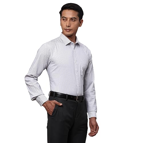 Image of Park Avenue Men's Pure Cotton Stripe Pattern Slim Fit Semi Cutaway Collar Full Sleeve Formal Shirt