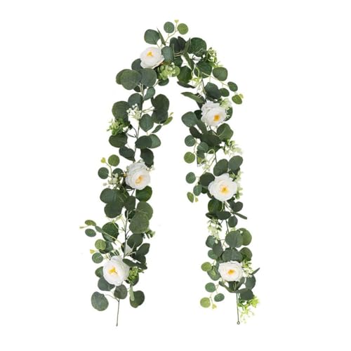 Kayfg Guirnalda de Eucalipto y Flores Colgantes de Hojas de Eucalipto Artificiales para de Fondo de Boda
