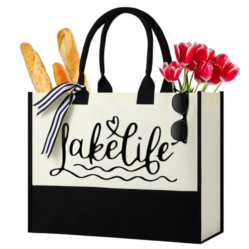Lake Life Tote Bag for Women, Reusable Waterproof