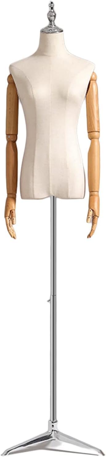 Female Mannequin Torso Body, Adjustable 140-190cm Showcase Half Body Model Accessories, Dummy Mannequin Dress Form for Sewing Display (Silver D) (Silver C)