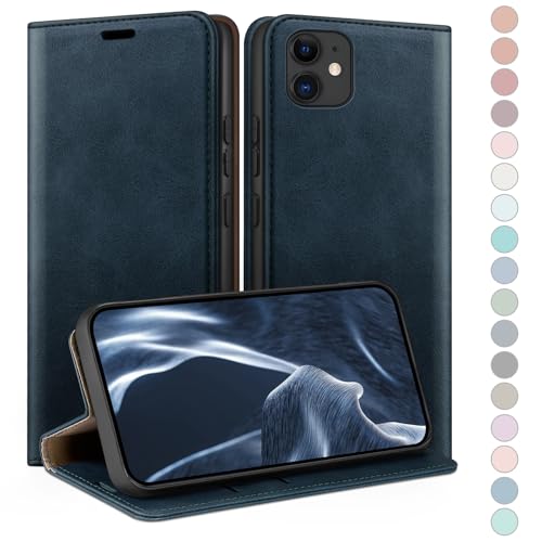 Coque pour iPhone 11 portefeuille HUOUH étui cuir avec fentes cartes et blocage RFID