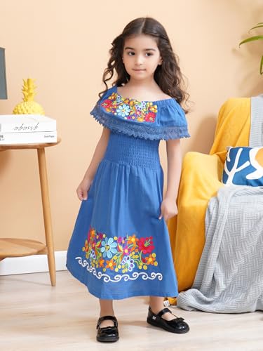 Image of Mexican Dress for Girls Traditional Vestidos Mexicanos Cinco de Mayo Embroidered Dresser Toddler Kids
