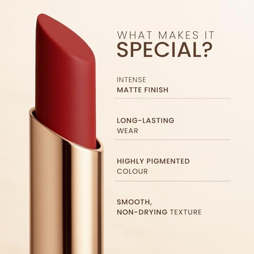 Image of TEEN TEEN LUXE Matte Lipstick | Long Lasting | Ultra Smooth | Velvet Finish Rich Pigmented Lip Shade | Lightweight & Travel Friendly Lip Color Stick | Red-Carpet, 1gm