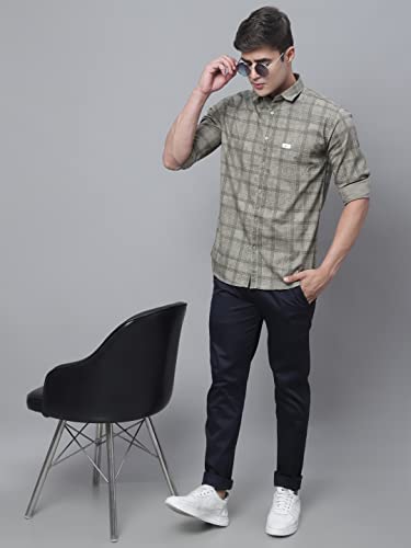 Image of Majestic Man Cotton Checkered Slim Fit Casual Shirt For Men