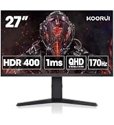 KOORUI Gaming 27" 1440P HDR400 Monitor（27E3Q）– QHD(2560 x 1440), 170Hz, 1ms, Fast IPS, Freesync P...