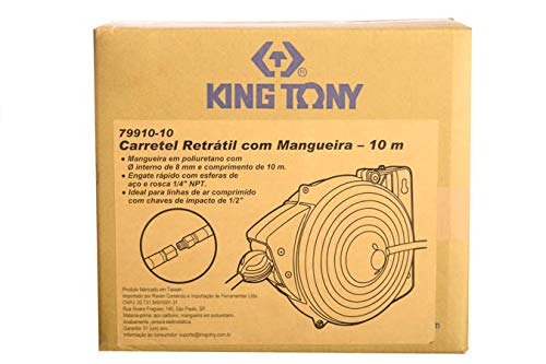 Carretel Retrátil Com Mangueira Pu 8 X 12mm-10 Metros, Kingtony Br 79910-10 Kingtony Br