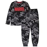 Marvel Pyjama/Schlafanzug für Jungen, langärmelig, grau, Militär-Print 11-12 Jahre