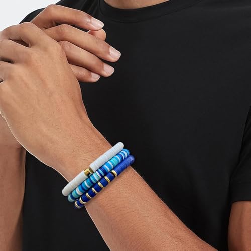 Image of Hudux Clay Beads for Bracelet Making Kit, Heishi Bead for Jewelry Making, Friendship Bracelet Kit, Spacer Beads for Adult Necklace Earring DIY (Blue)