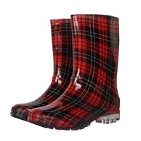 A2Z Ladies Waterproof PVC Rain Boots Stylish Mid-Calf Slip-On Wellies for Women Garden Festivals And Outdoor Use Tartan Dragonfly Floral and Leopard Prints Adults UK Shoe Size 3 to 8 UK