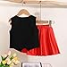 Girls 2 Piece Outfits Summer Floral Vest Tops and Pleated Mini Skirt Sets for Kids 3-10 Years Red