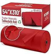 Plastic Table Cloth, 310 Ft X 54 in Disposable Tablecloth Red Tablecloth Premium PEVA Plastic Tab...