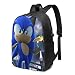 Produktbild HOIH Sonic The Hedgehong Laptop Rucksack Schultasche Daypack Verstellbar für Frauen Männer mit USB-Ladeanschluss 17 Zoll