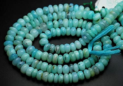 Peruvian Blue Opal Smooth Rondelles Beads perles opale bleue 12-13mm pour création bijoux DIY