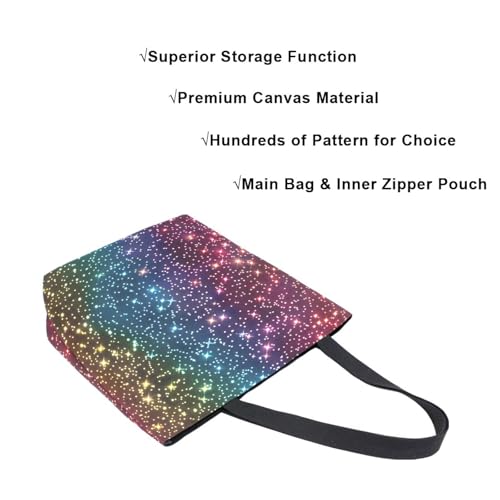 Extra Large Shoulder Tote Bag for Travel Beach Weekender Gym Rainbow Glitter Pattern Reusable Grocery Canvas Shopping Bag4