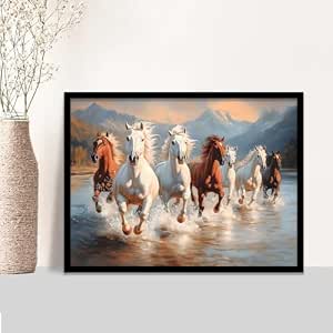 kotart 7 Horses Vastu Frame Wall Art Painting for Living Room Bedroom ...