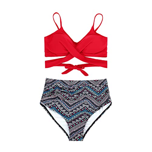 American Trends Biquíni feminino frente única bandagem, roupa de banho de duas peças, biquíni de cin