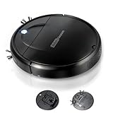 Robot Vacuum Cleaner, 3000Pa Powerful Suction, 2.56-inch Ultra-Slim Body, 120-Minute Long Battery Life, Quiet Operation, Smart Navigation, Suitable for Hard Floors/Low-Pile Carpets/Pet Hair-Black.