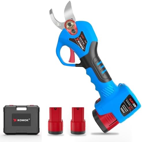 Pruning Shears, Parts & Accessories - KOMOK Electric pruning shears, Professional Cordless Power Branch Cutter Fruit Tree Pruner, 2PCS 2Ah Battery Operated Pruning Shears, MAX 1