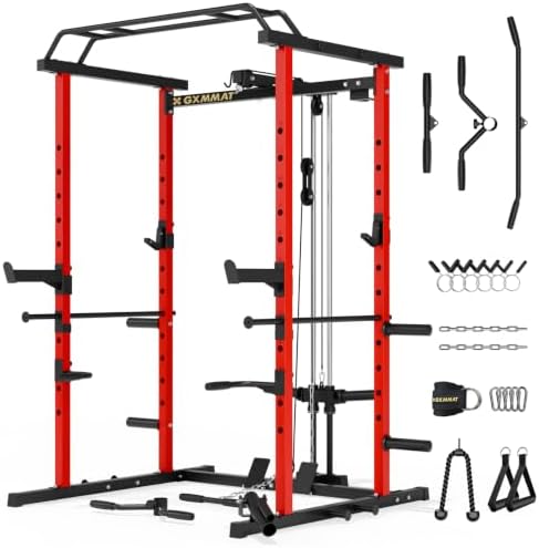 GXMMAT G5 Power Rack, Multi-Function Power Cage for Home Gym, Squ...