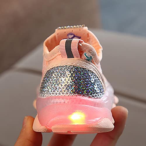 LED Butterfly Shoes for Baby Girls, Children Bling Led Light Sneakers Rubber Sole Lacing Luminous Sport Daddy Shoes (Pink, 8 Toddler)4