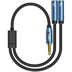 MillSO Divisor de Auriculares Adaptador Jack de 3.5 mm - Divisor de micrófono de 4 Polos Macho a Doble Hembra (Mic + Audio) para iPod, teléfono móvil, portátiles, PC y Reproductores de MP3