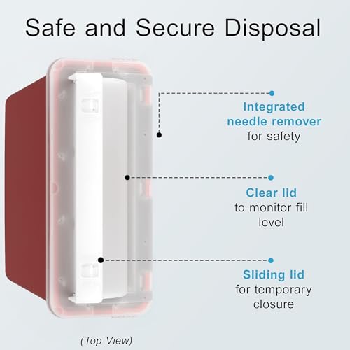Image of Sharps Container - Large Sharps Containers for Home Use, Needle Disposal | 5 Quart (Pack of 2), Wall Mount, Puncture-Resistant, Dual Locking Lid, Fits Needles & Syringes