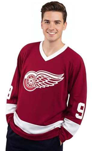 Howe Red Wings Ice Hockey 9 Jersey Ferris Bueller Day Off Costume Replica Shirt (Medium)
