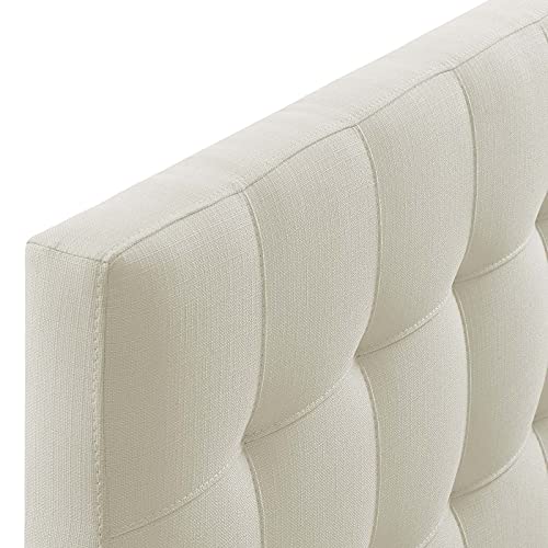 Image of Modway Lily Tufted Linen Fabric Upholstered King Headboard in Ivory