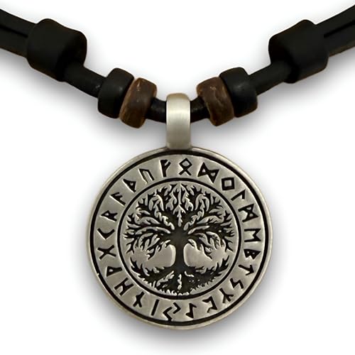 HANA LIMA Lederhalskette Yggdrasil Weltenesche Tree of Life Halskette Lederkette Herren Damen HANA LIMA Lederhalskette Yggdrasil Weltenesche Tree of Life Halskette Lederkette Herren Damen
