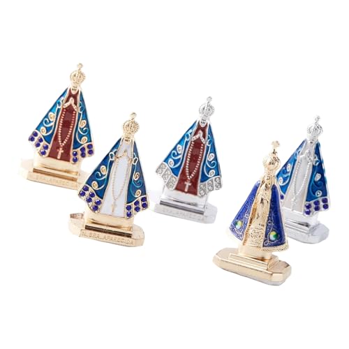 5PCS Nossa Senhora Aparecida Statue Set Virgins Marys Figurines Tabletop Ornament Car Interior For Office Home Dosor